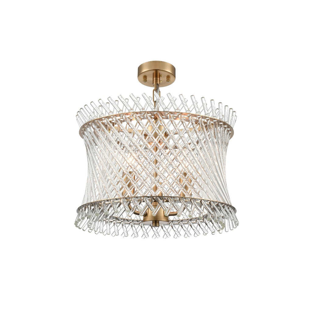 Franklite Ethereal 3 Light Ceiling Pendant With Angled Glass Rods In Aged Brass Finish FL2511-3