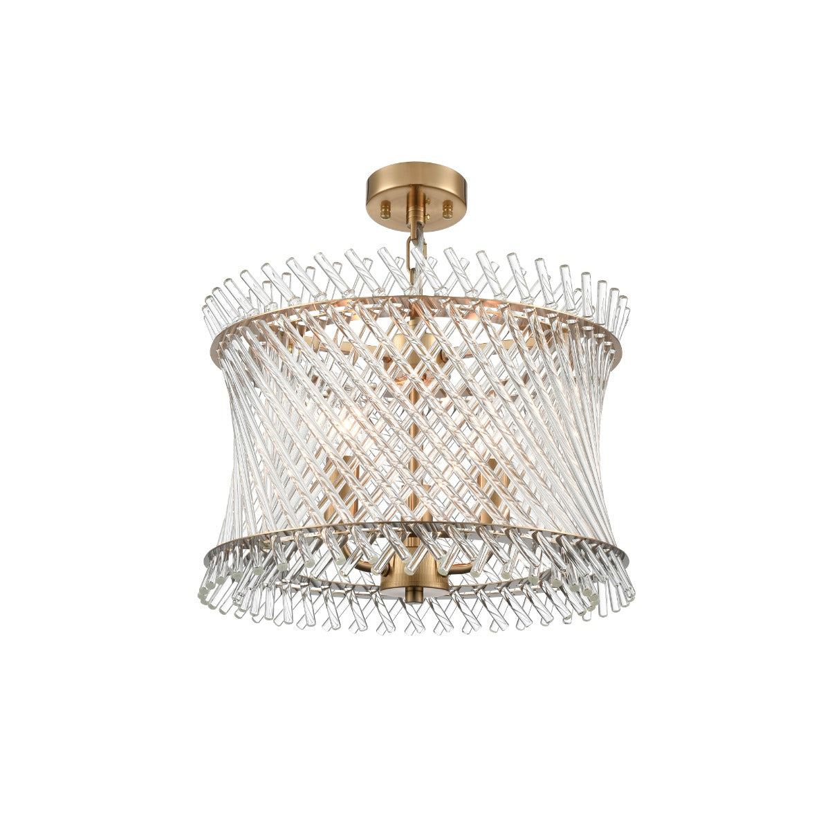 Franklite Ethereal 3 Light Ceiling Pendant With Angled Glass Rods In Aged Brass Finish FL2511-3