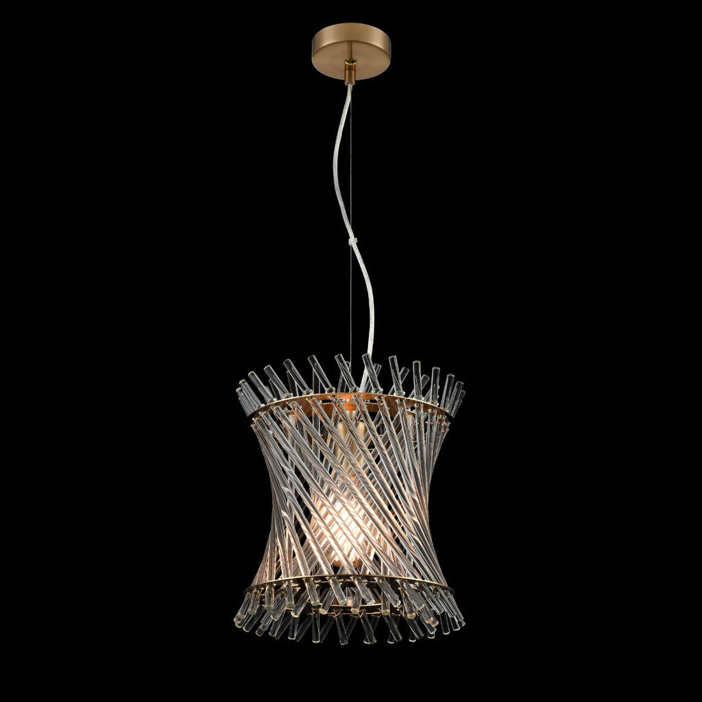 Franklite Ethereal Single Ceiling Pendant With Angled Glass Rods In Aged Brass Finish PCH482