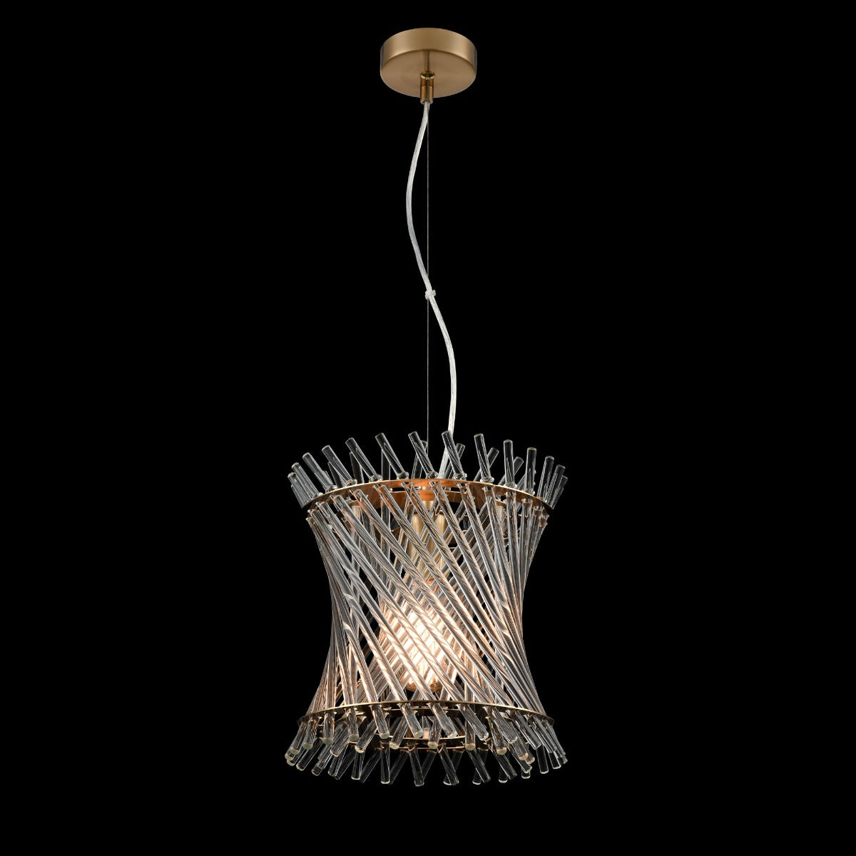 Franklite Ethereal Single Ceiling Pendant With Angled Glass Rods In Aged Brass Finish PCH482
