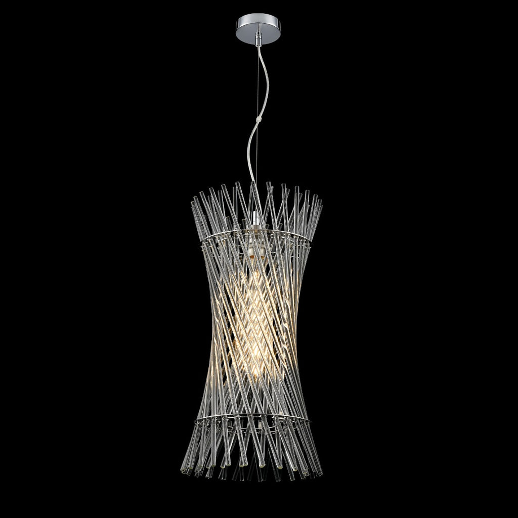 Franklite Ethereal Single Ceiling Pendant With Angled Glass Rods In Chrome Finish PCH477