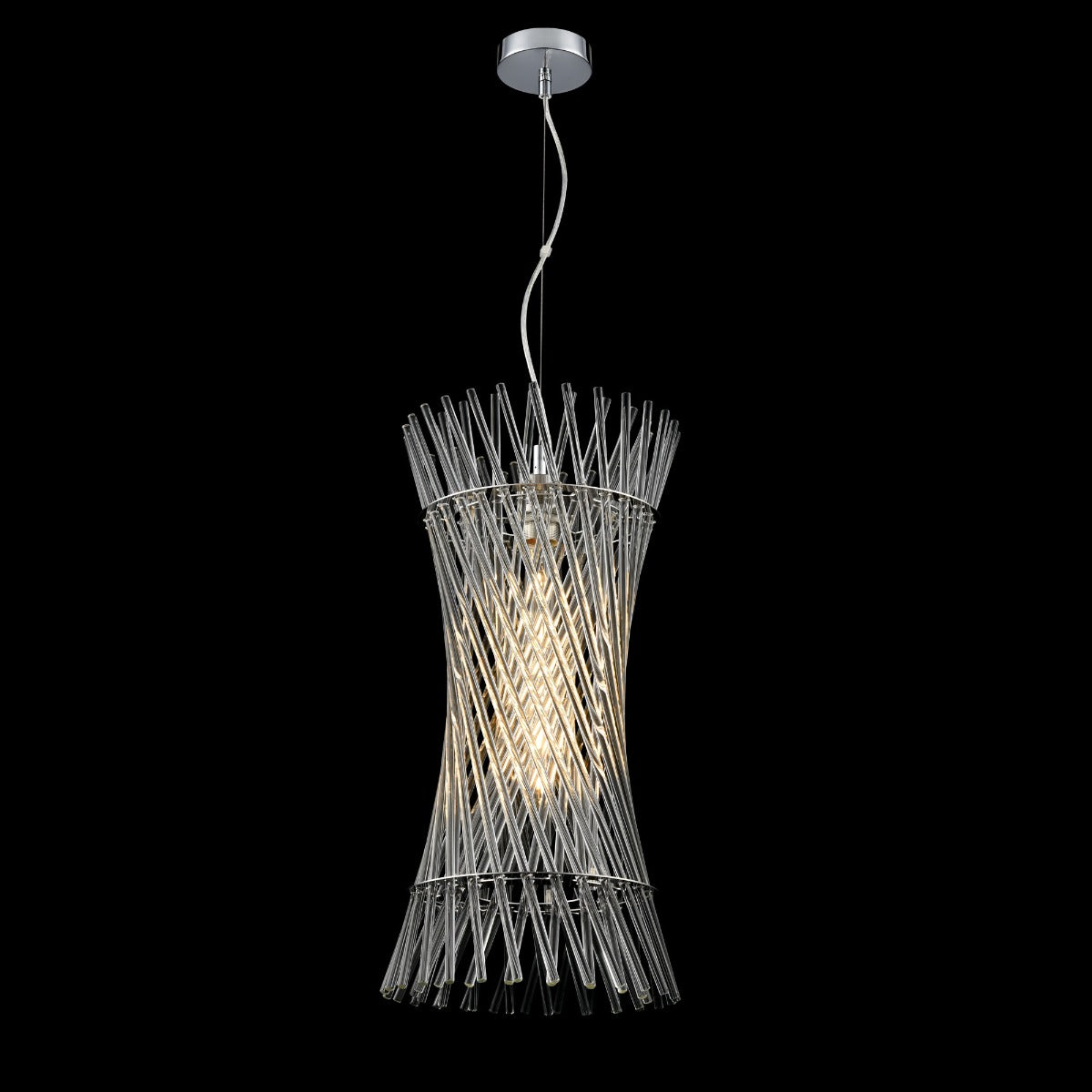 Franklite Ethereal Single Ceiling Pendant With Angled Glass Rods In Chrome Finish PCH477