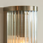 Ridgeton Twin Wall Light In Antique Brass With Ribbed Glass 118597