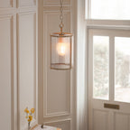 Ridgeton Single Ceiling Pendant Light In Antique Brass With Ribbed Glass 118595