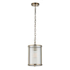 Ridgeton Single Ceiling Pendant Light In Antique Brass With Ribbed Glass 118595
