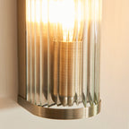 Ridgeton Single Wall Light In Antique Brass With Ribbed Glass 118596