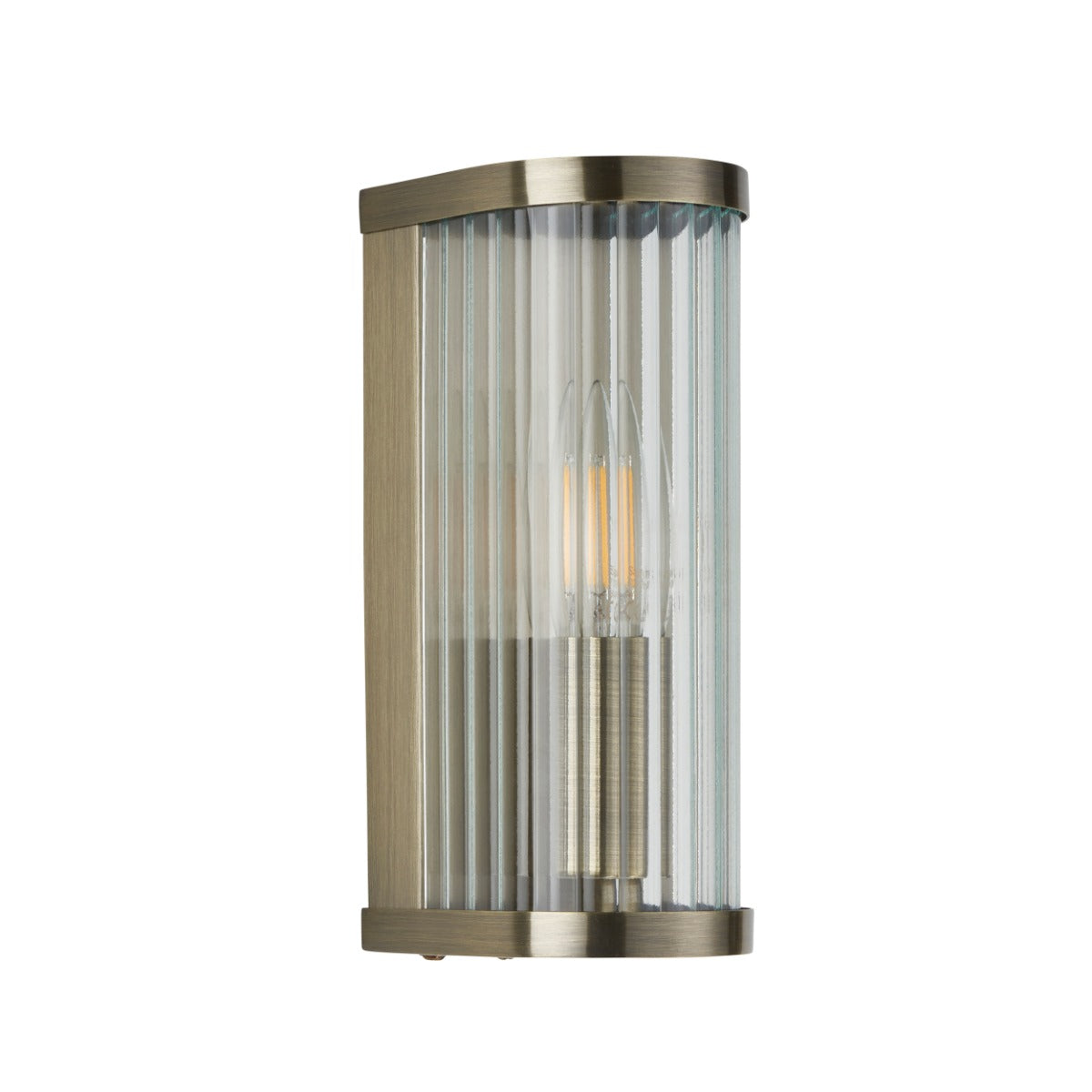 Ridgeton Single Wall Light In Antique Brass With Ribbed Glass 118596