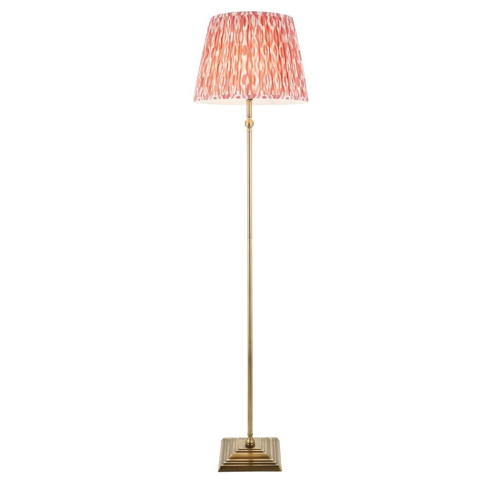 Lille Floor Lamp In Antique Brass With Coral Pink Shade 118001