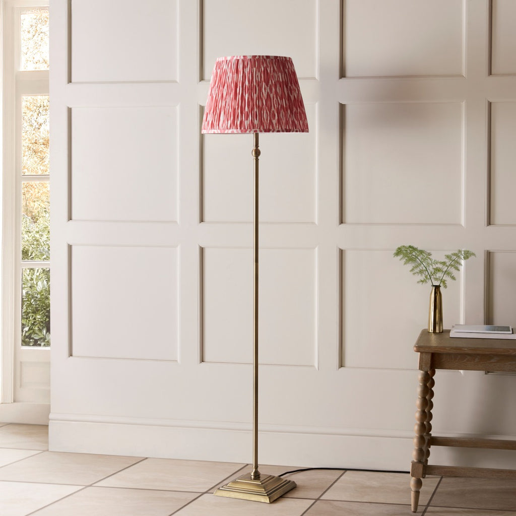 Lille Floor Lamp In Antique Brass With Coral Pink Shade 118001