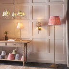 Lille Floor Lamp In Antique Brass With Coral Pink Shade 118001