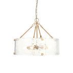 Keller 6 Light Ceiling Pendant Light In Brushed Aged Brass With Textured Glass 118584