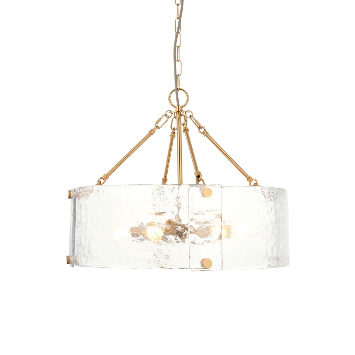 Keller 6 Light Ceiling Pendant Light In Brushed Aged Brass With Textured Glass 118584