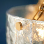 Keller 6 Light Ceiling Pendant Light In Brushed Aged Brass With Textured Glass 118584