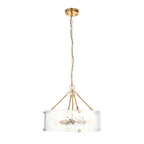 Keller 6 Light Ceiling Pendant Light In Brushed Aged Brass With Textured Glass 118584