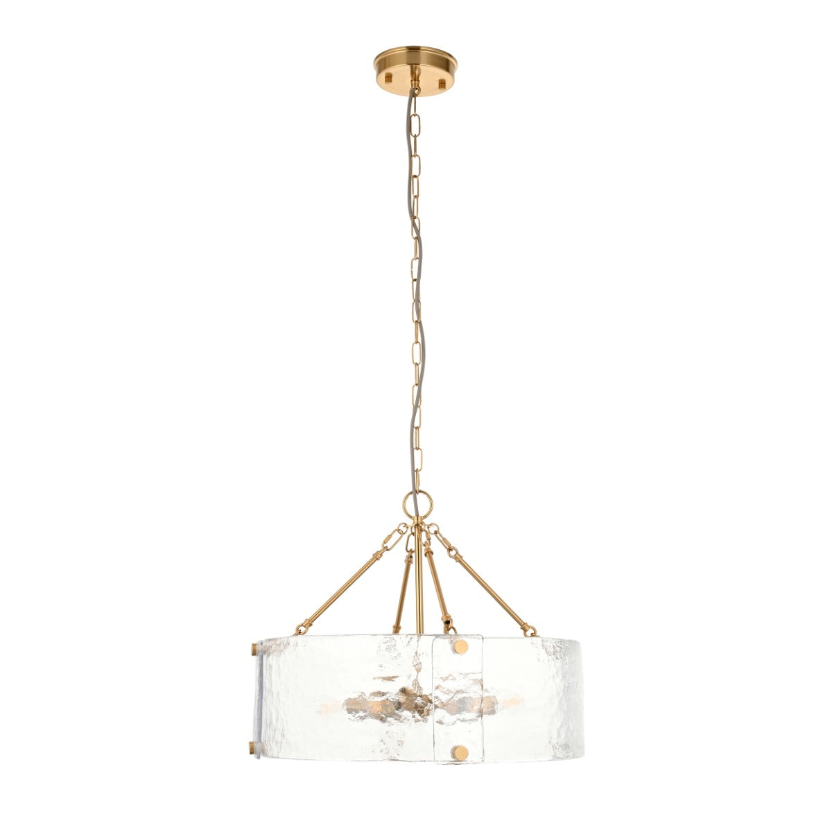 Keller 6 Light Ceiling Pendant Light In Brushed Aged Brass With Textured Glass 118584