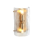 Keller 2 Light Wall Light In Brushed Aged Brass With Textured Glass 118673