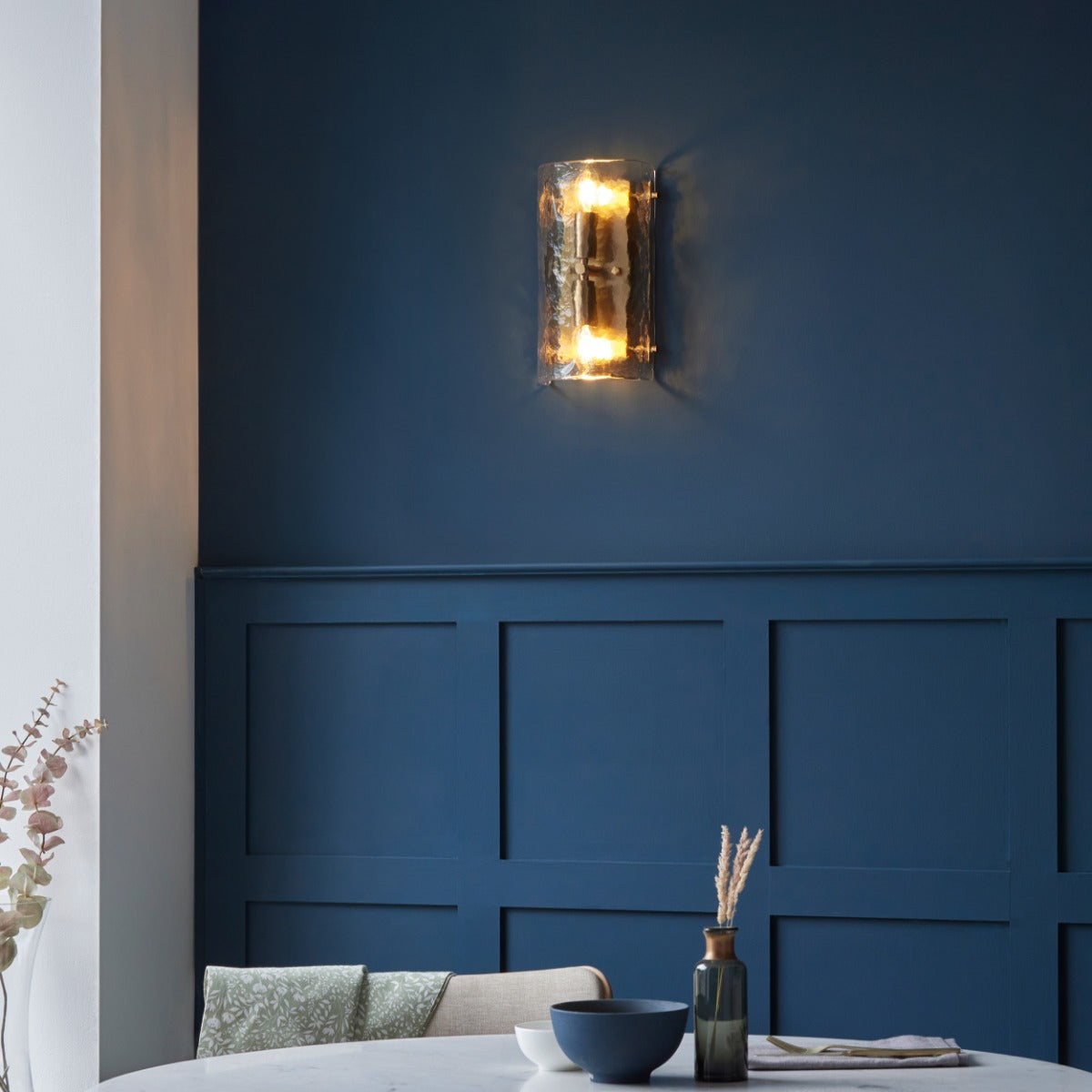Keller 2 Light Wall Light In Brushed Aged Brass With Textured Glass 118673