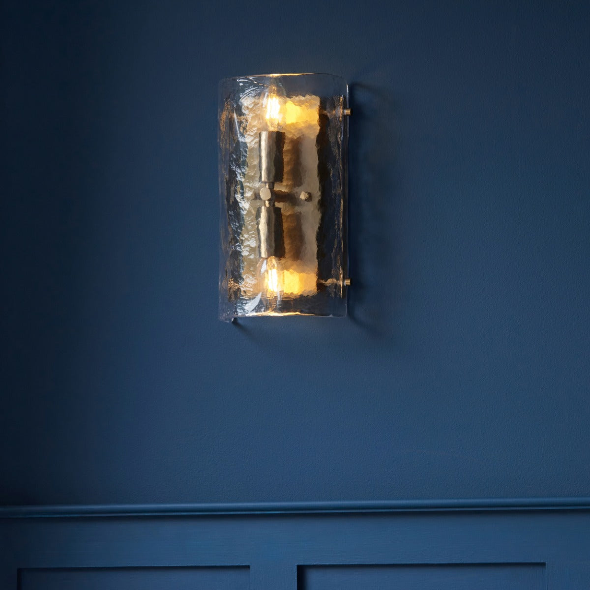 Keller 2 Light Wall Light In Brushed Aged Brass With Textured Glass 118673