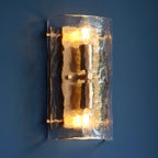 Keller 2 Light Wall Light In Brushed Aged Brass With Textured Glass 118673