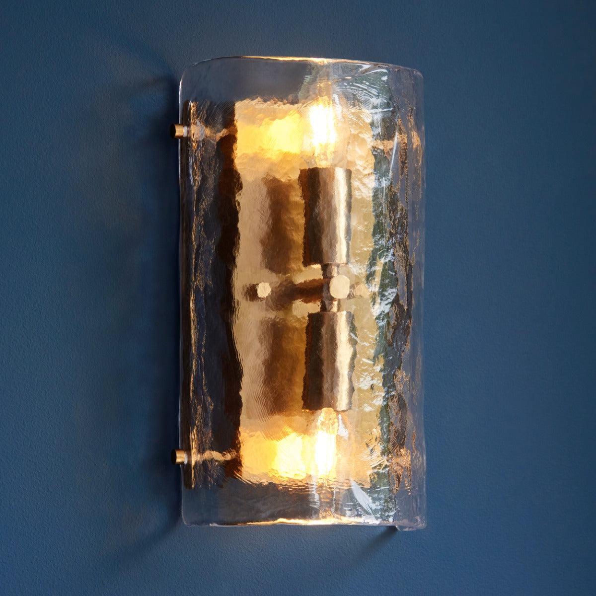 Keller 2 Light Wall Light In Brushed Aged Brass With Textured Glass 118673