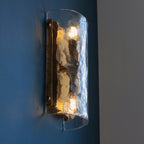 Keller 2 Light Wall Light In Brushed Aged Brass With Textured Glass 118673