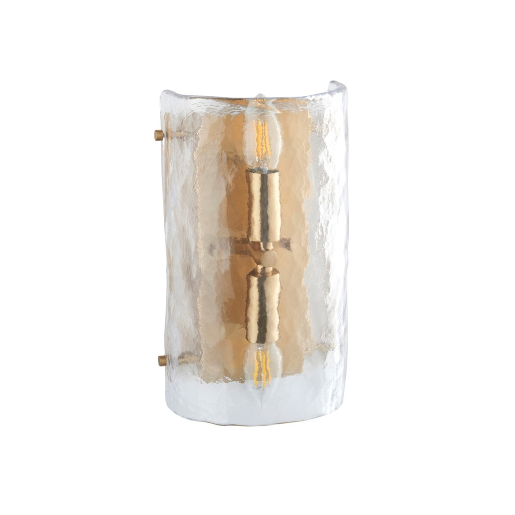 Keller 2 Light Wall Light In Brushed Aged Brass With Textured Glass 118673