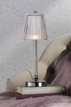 Laura Ashley Callaghan Rechargeable Table Lamp Polished Nickel and Ribbed Glass LED LA3756661-Q