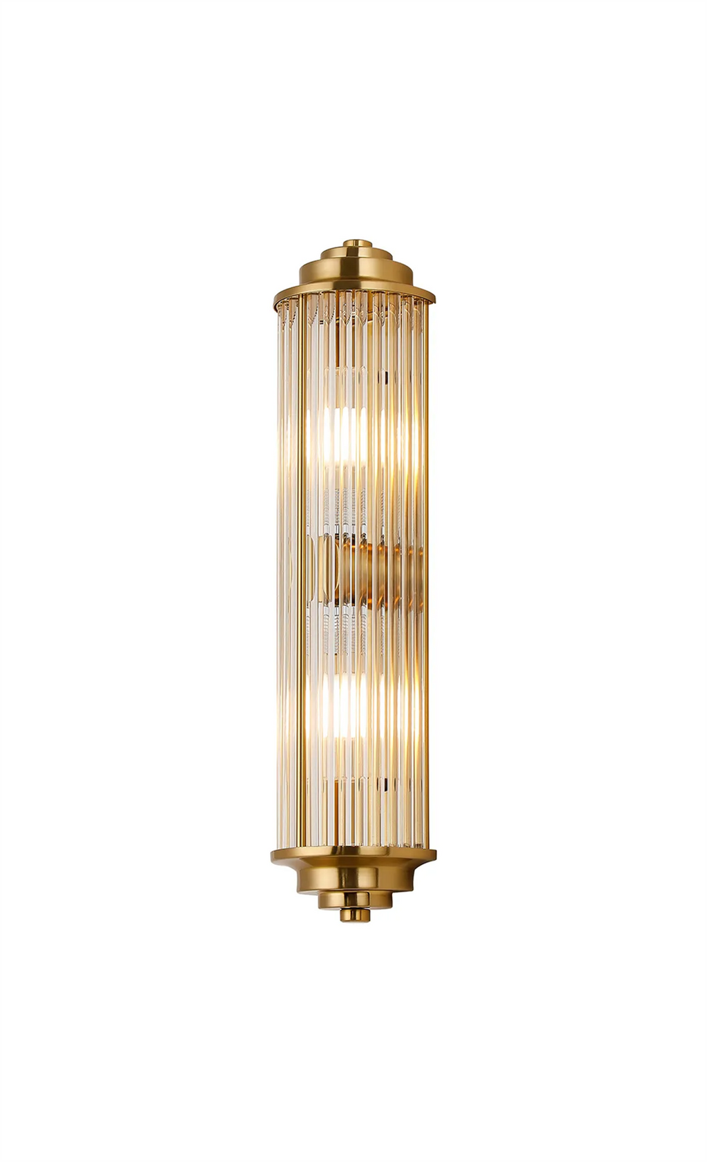 Pillar 2 Light Bathroom Wall Light In Gold And Clear Glass Rods IP44 G9