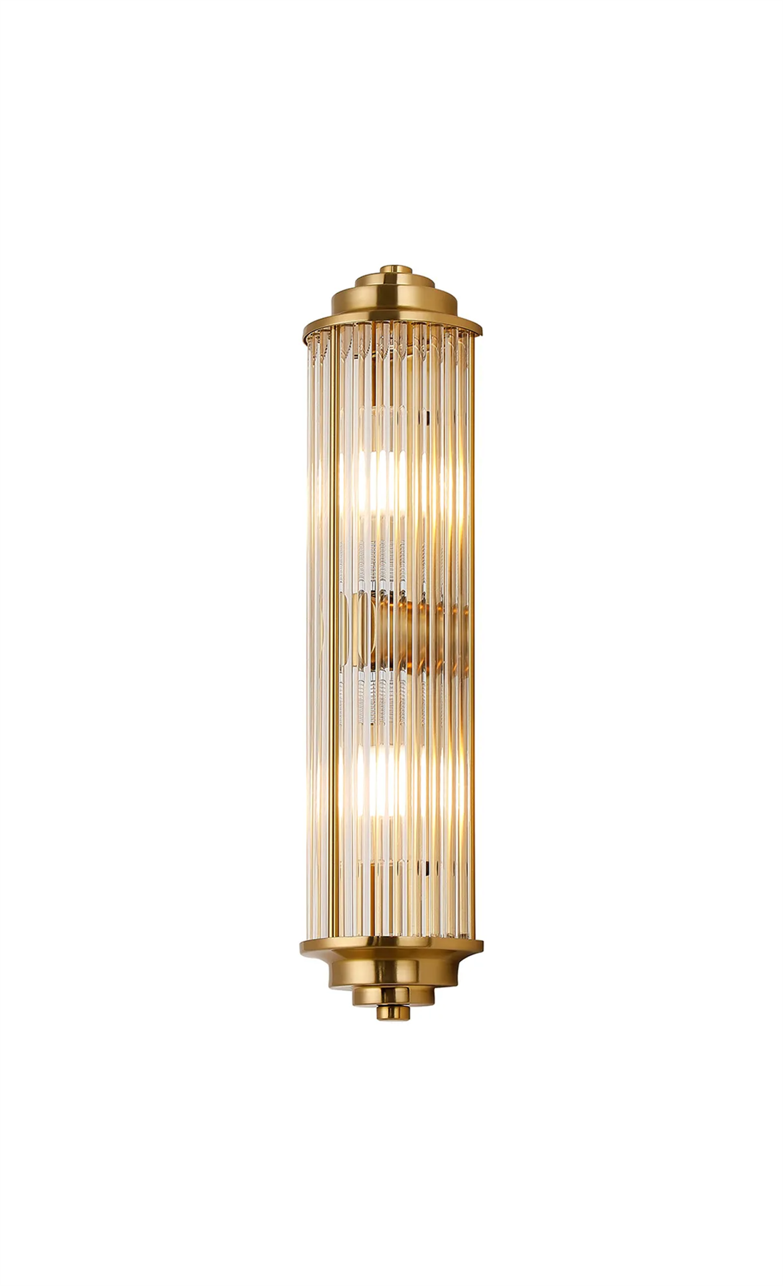 Pillar 2 Light Bathroom Wall Light In Gold And Clear Glass Rods IP44 G9