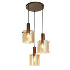 Sweden 3Lt Cluster Ceiling Pendant In Mocha With Amber Glass 88910-3MO