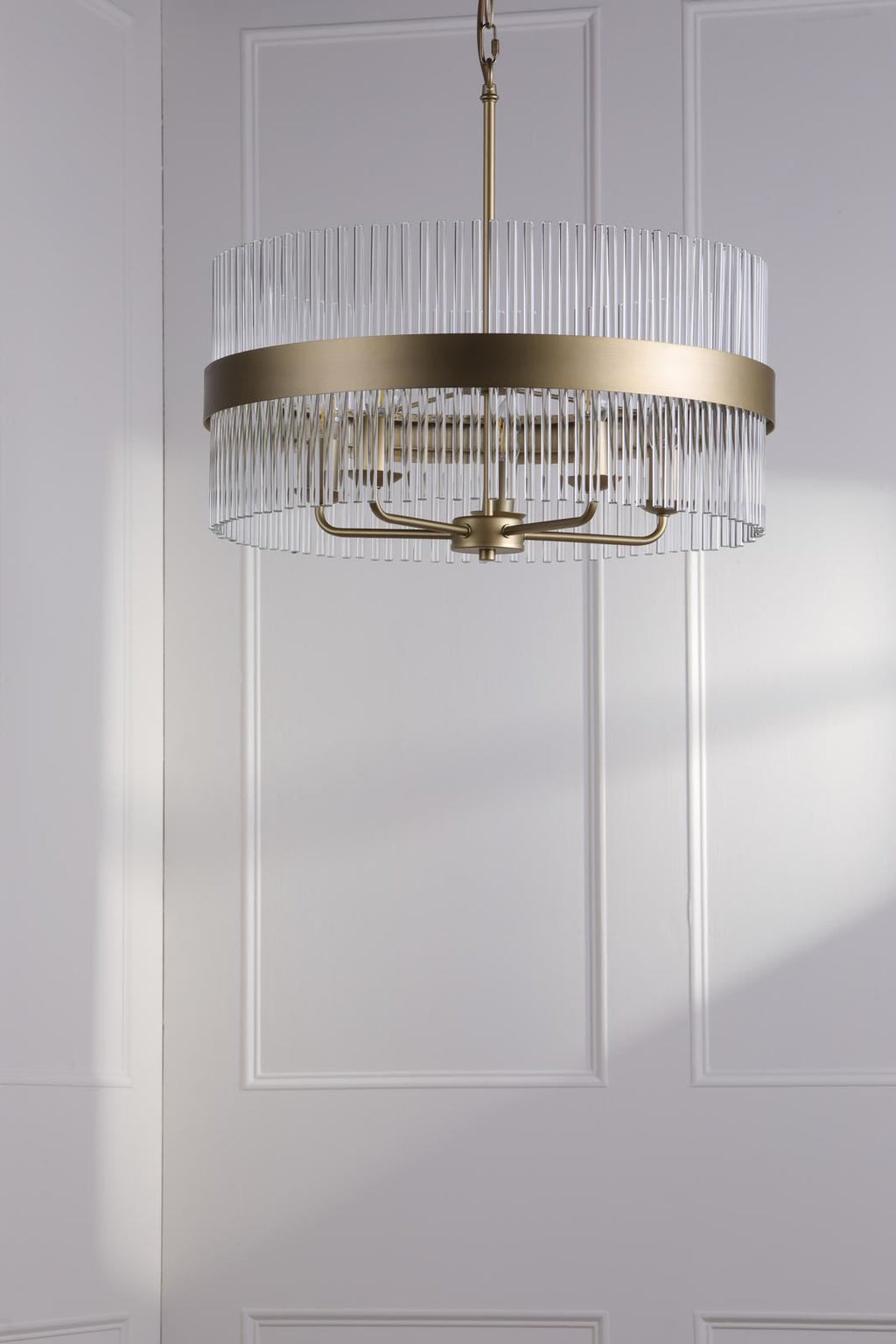 Laura Ashley Alexa 5 Light Pendant Glass and Matt Antique Brass LA3756655-Q
