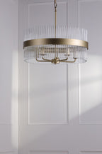 Laura Ashley Alexa 5 Light Pendant Glass and Matt Antique Brass LA3756655-Q