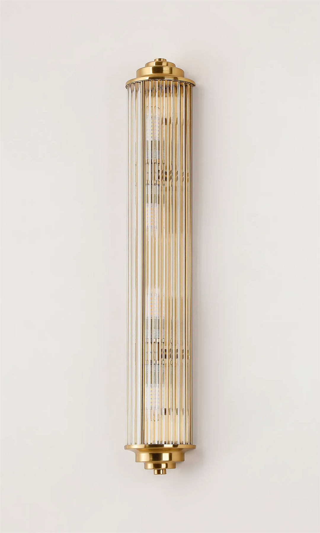 Pillar 4 Light Bathroom Wall Light In Gold And Clear Glass Rods IP44 G9