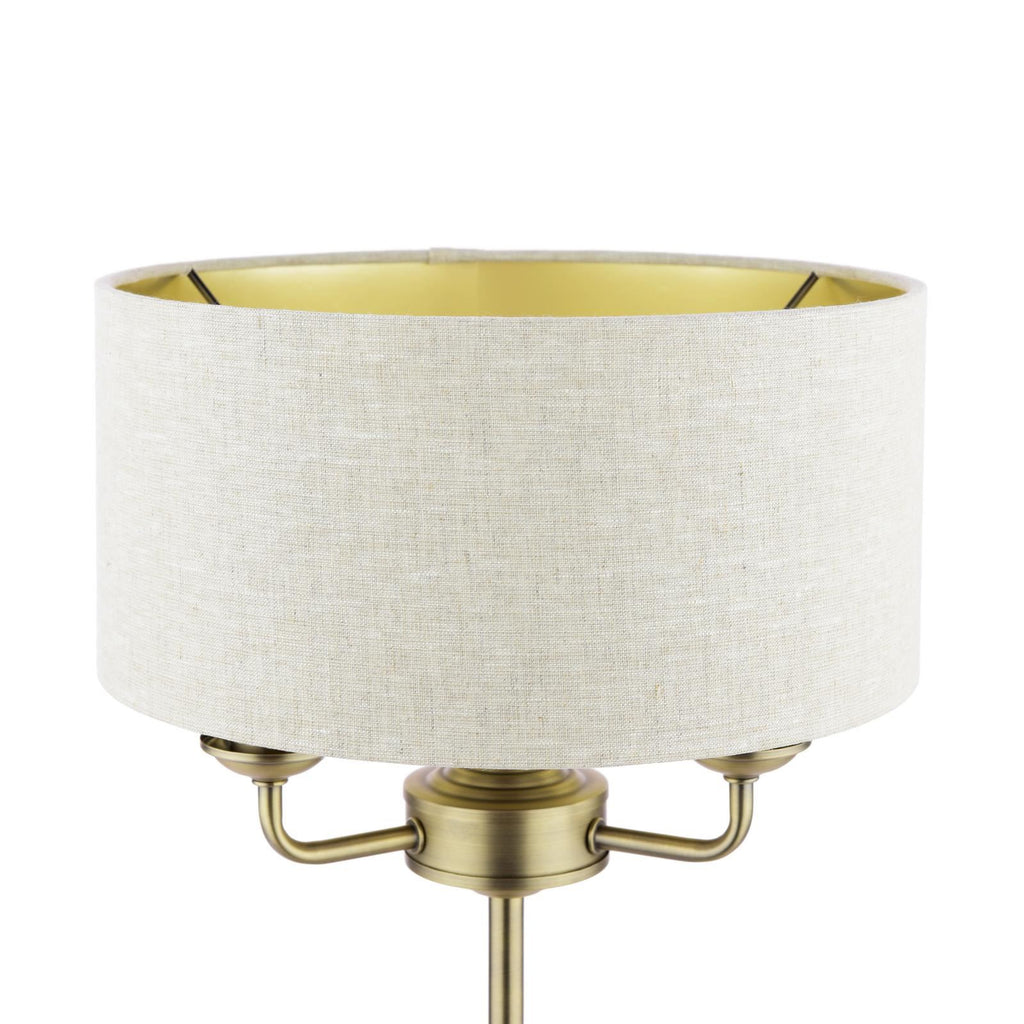 Laura Ashley Sorrento 3 Light Table Lamp Matt Antique Brass With Natural Shade LA3756754-Q