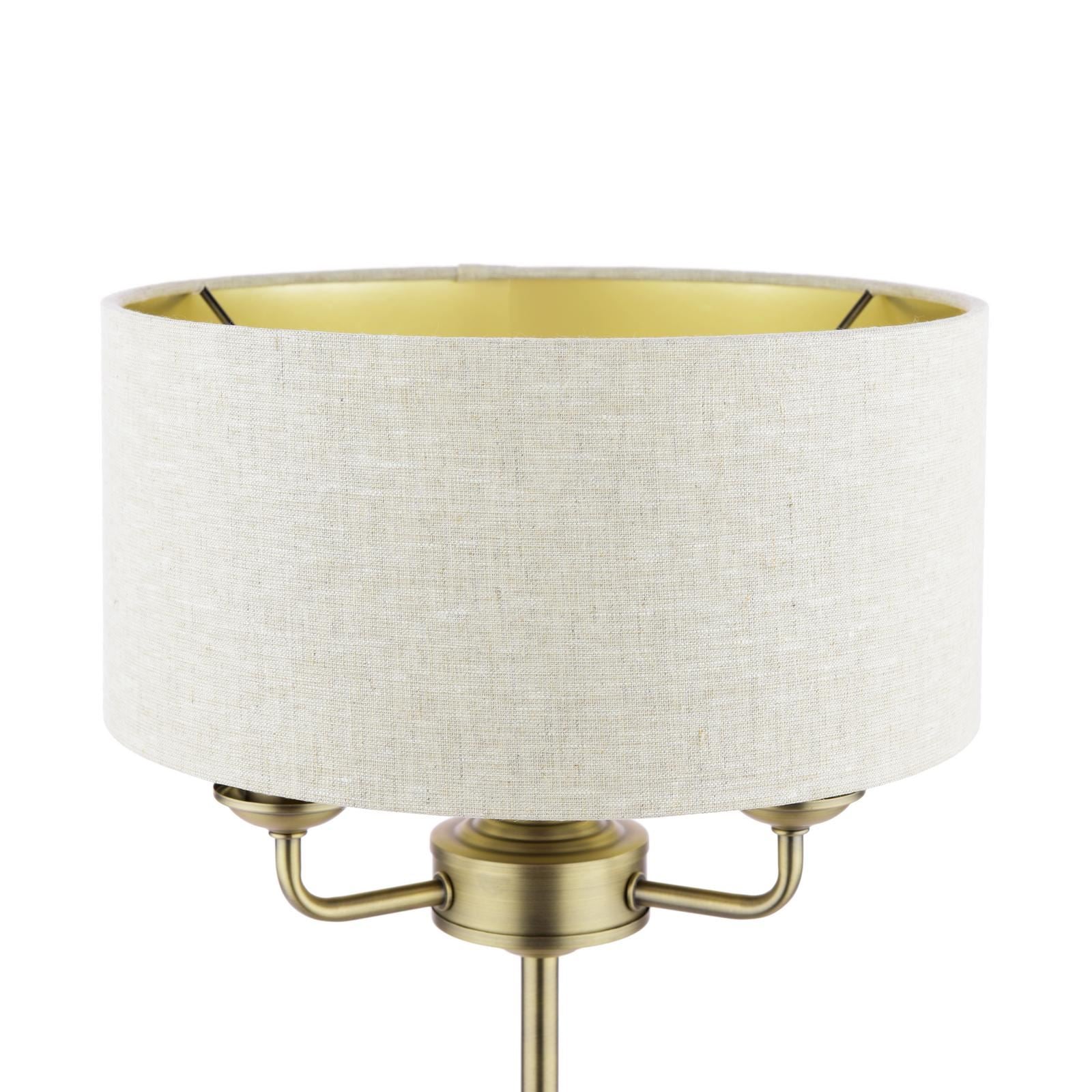 Laura Ashley Sorrento 3 Light Table Lamp Matt Antique Brass With Natural Shade LA3756754-Q