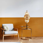 Wagon Wheel 6 Light Table Lamp In Bronze Finish With Amber Glass 88211-6BZ