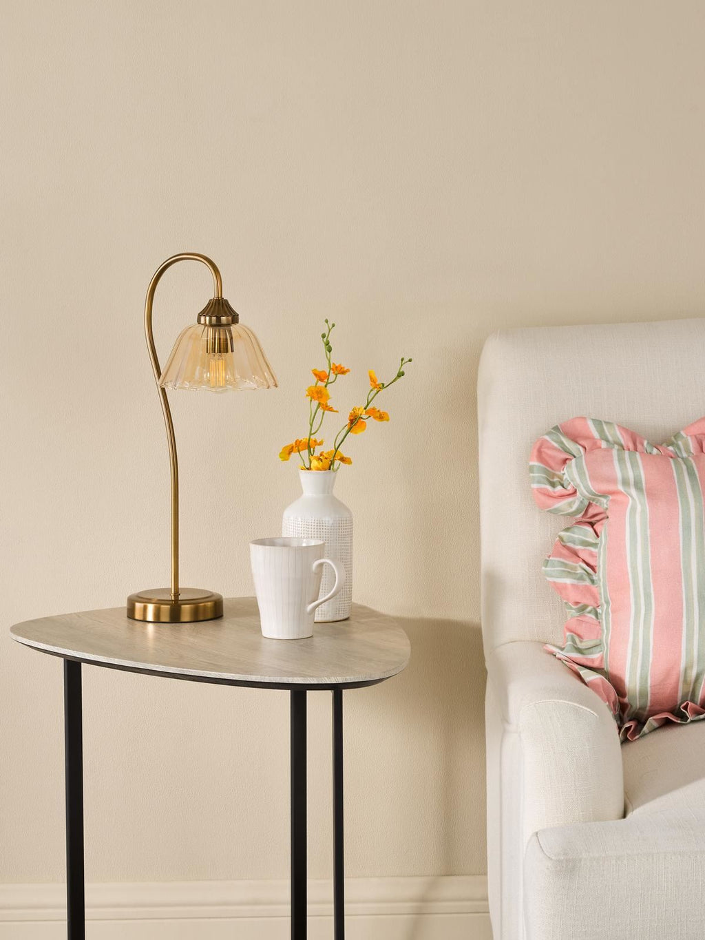 Erika Table Lamp Antique Bronze and Amber Glass ERI4263