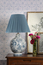 Laura Ashley Maltby Table Lamp Blue Ceramic and Antique Brass With Shade LA3756738-Q
