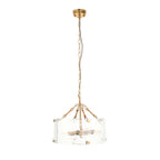 Keller 4 Light Ceiling Pendant Light In Brushed Aged Brass With Textured Glass 118583