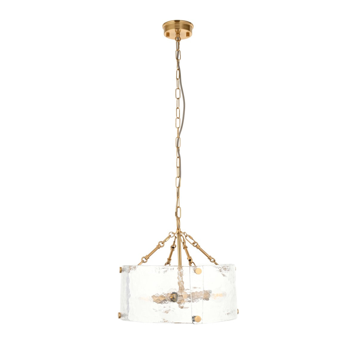 Keller 4 Light Ceiling Pendant Light In Brushed Aged Brass With Textured Glass 118583