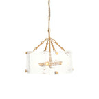 Keller 4 Light Ceiling Pendant Light In Brushed Aged Brass With Textured Glass 118583