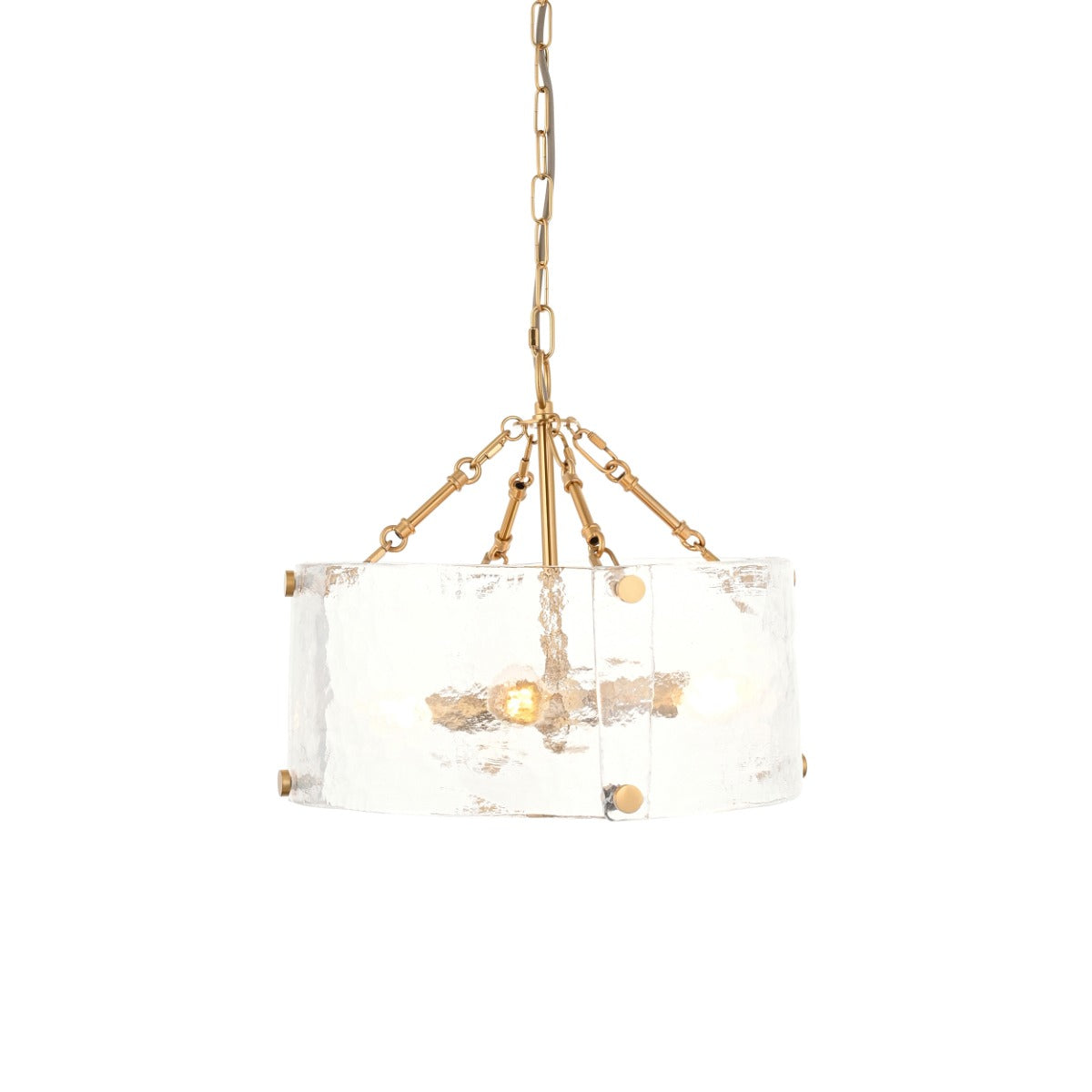 Keller 4 Light Ceiling Pendant Light In Brushed Aged Brass With Textured Glass 118583