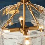 Keller 4 Light Ceiling Pendant Light In Brushed Aged Brass With Textured Glass 118583