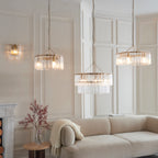 Karine 5 Light Pendant In Brushed Aged Brass With Textured Glass 118468