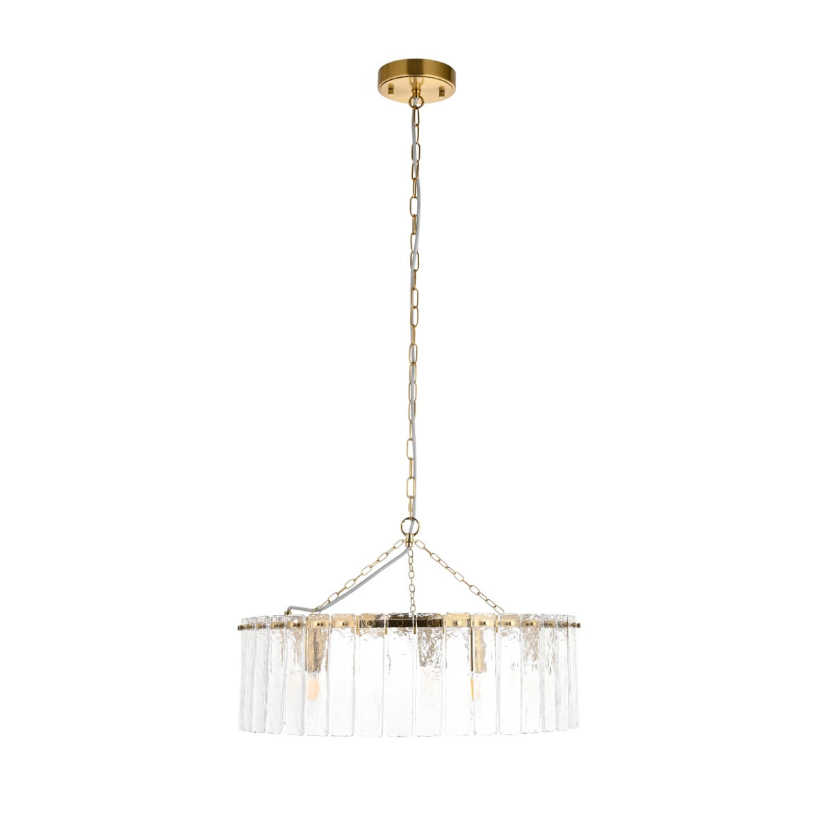 Karine 5 Light Pendant In Brushed Aged Brass With Textured Glass 118468