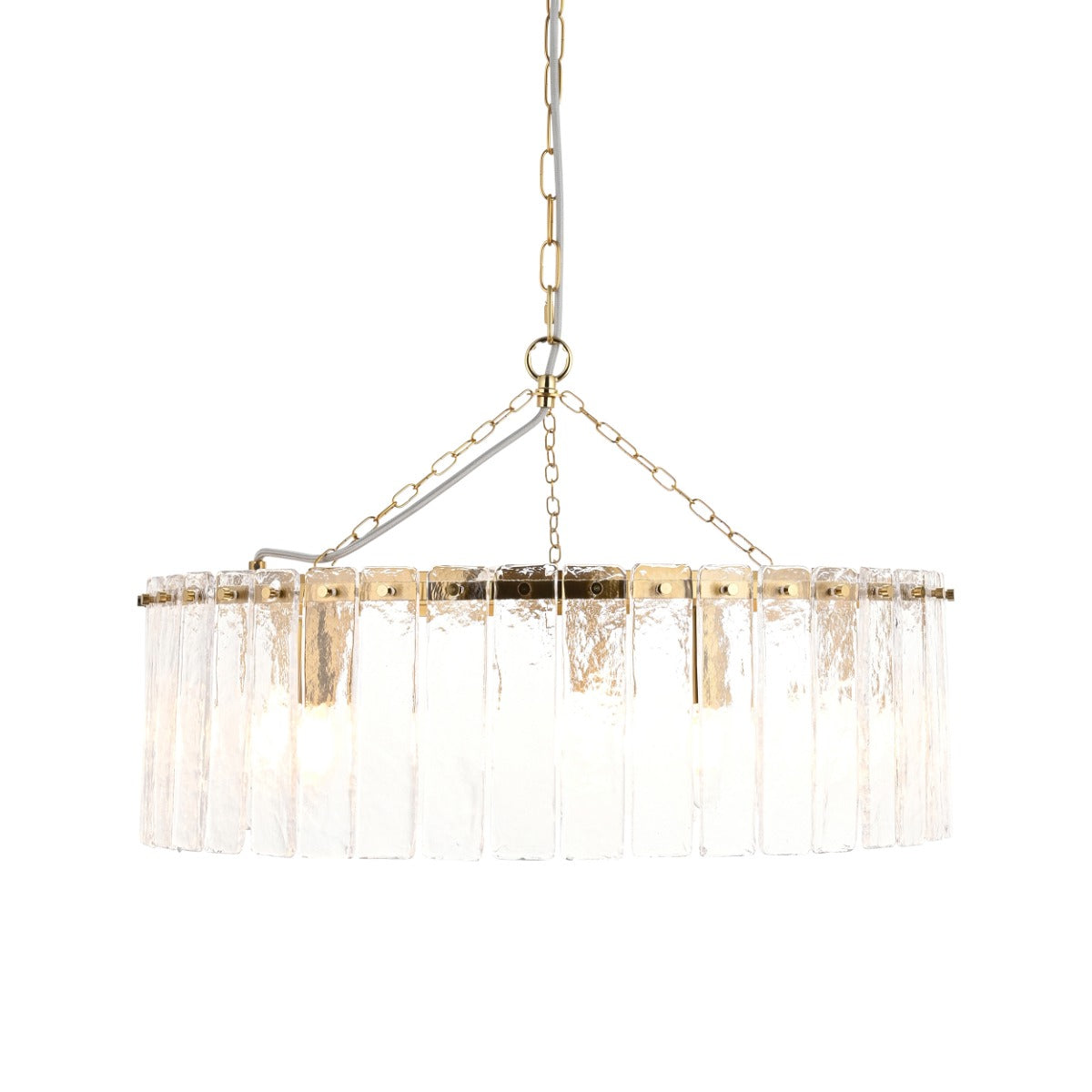 Karine 5 Light Pendant In Brushed Aged Brass With Textured Glass 118468