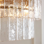 Karine 5 Light Tiered Pendant In Brushed Aged Brass With Textured Glass 118469
