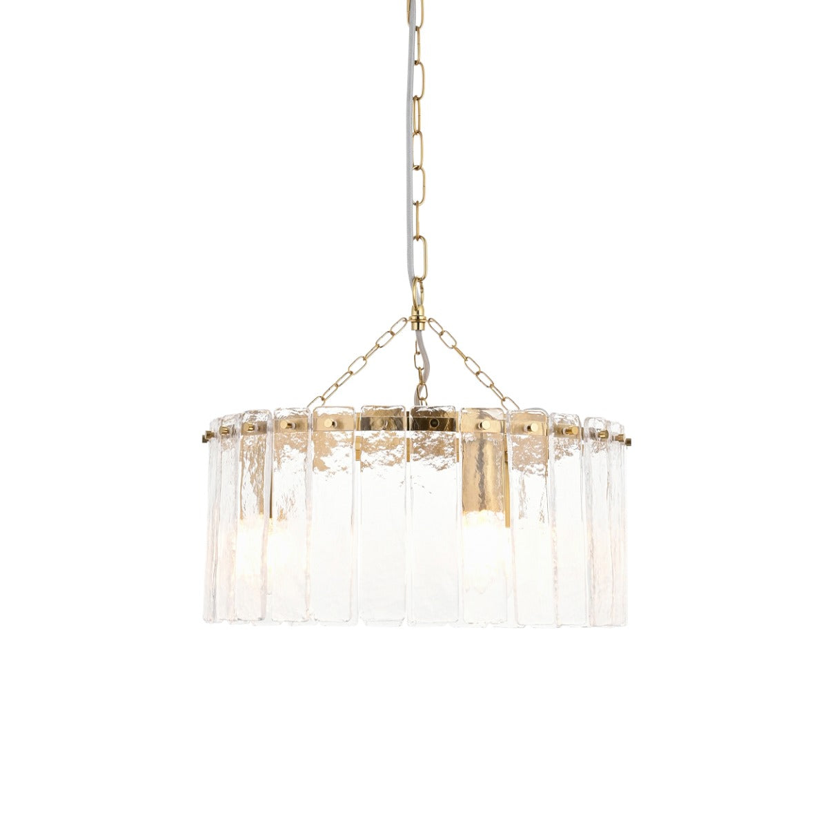 Karine 3 Light Pendant In Brushed Aged Brass With Textured Glass 118467