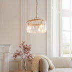 Karine 3 Light Pendant In Brushed Aged Brass With Textured Glass 118467