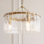 Karine 3 Light Pendant In Brushed Aged Brass With Textured Glass 118467